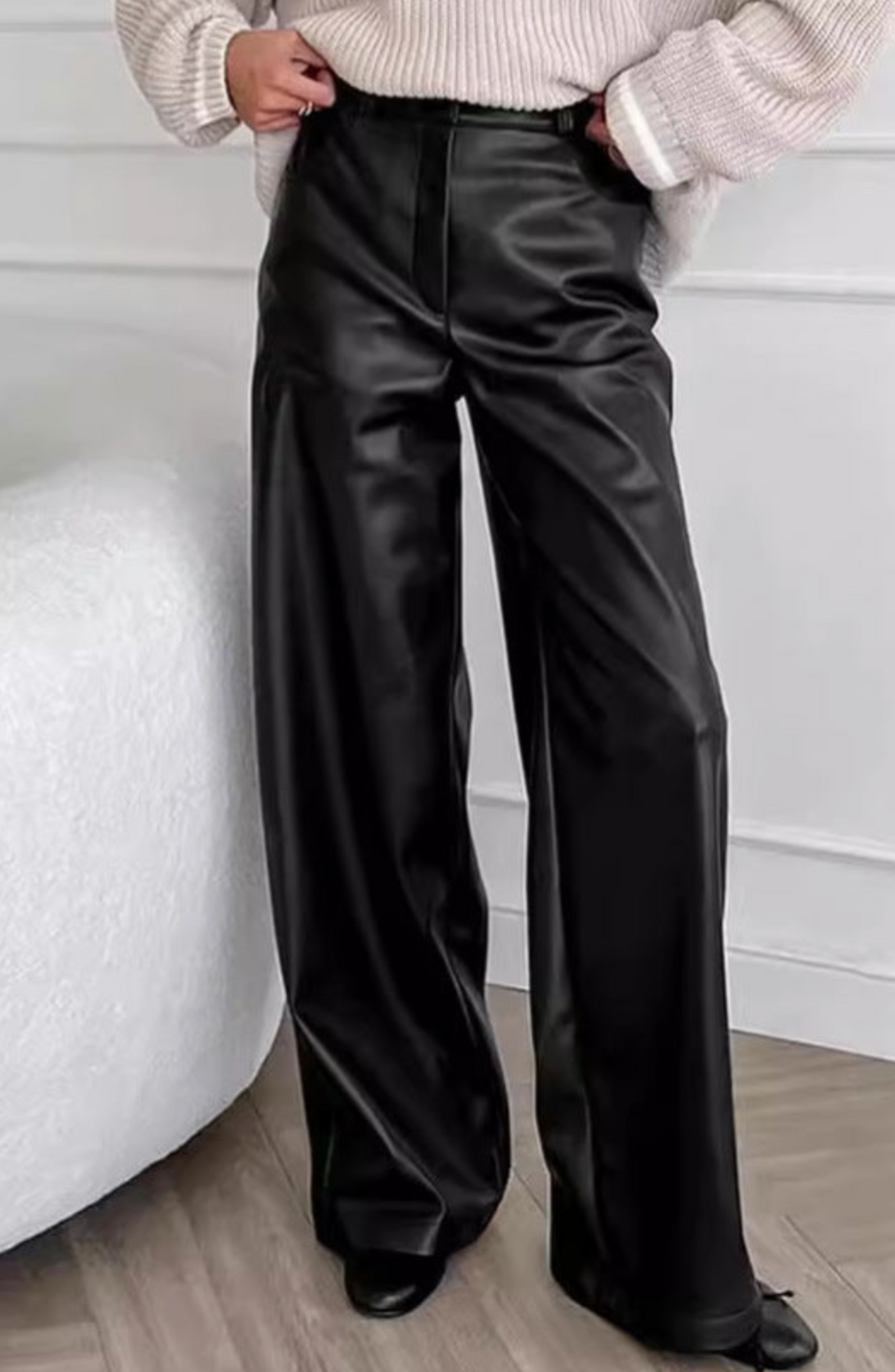 Rebeca  Black Leather Pants