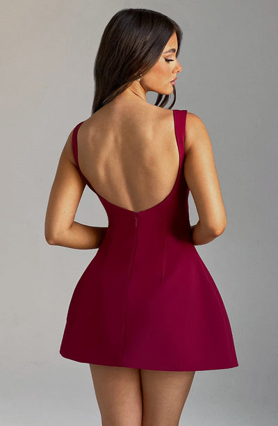 Alana Mini Dress - Wine Dress Babyboo Fashion Premium Exclusive Design