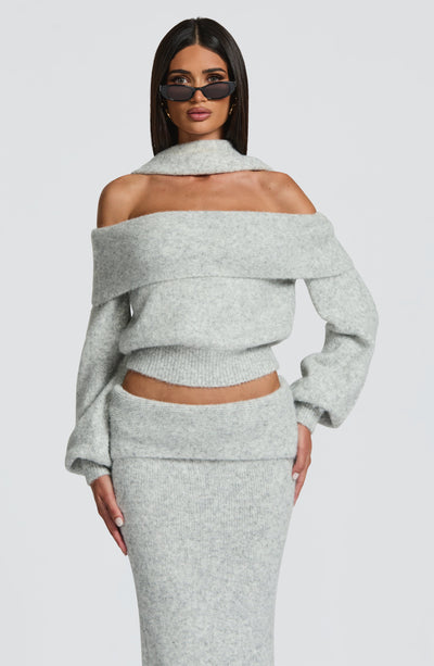 Andie Maxi Skirt - Light Grey Marl Skirt Babyboo Fashion Premium Exclusive Design