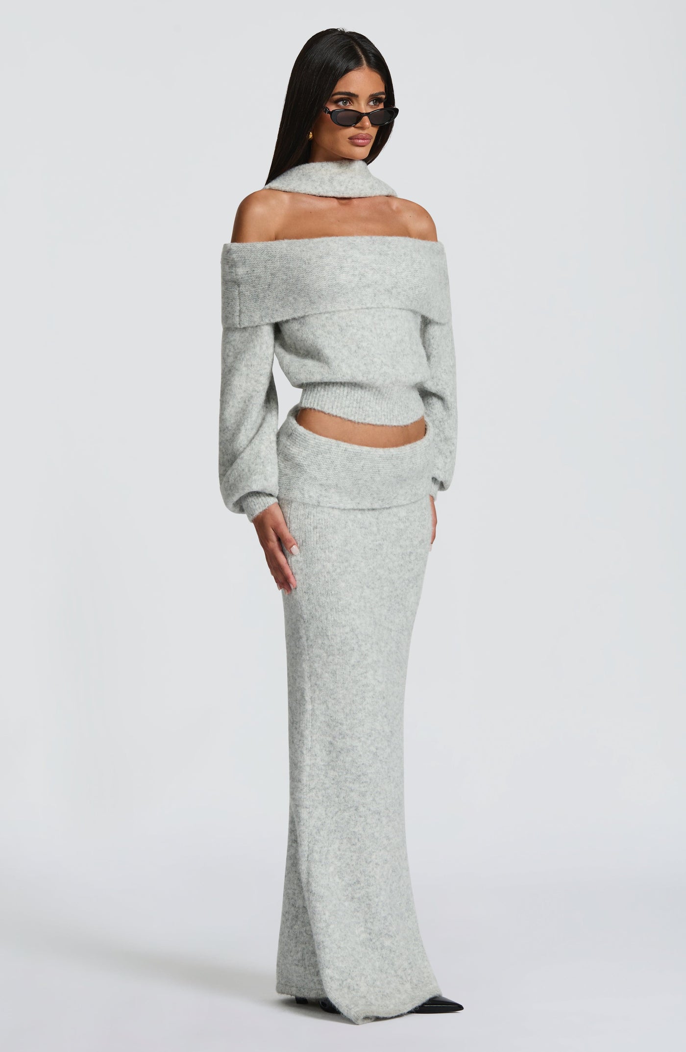 Andie Maxi Skirt - Light Grey Marl Skirt Babyboo Fashion Premium Exclusive Design