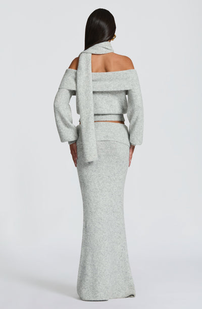 Andie Maxi Skirt - Light Grey Marl Skirt Babyboo Fashion Premium Exclusive Design