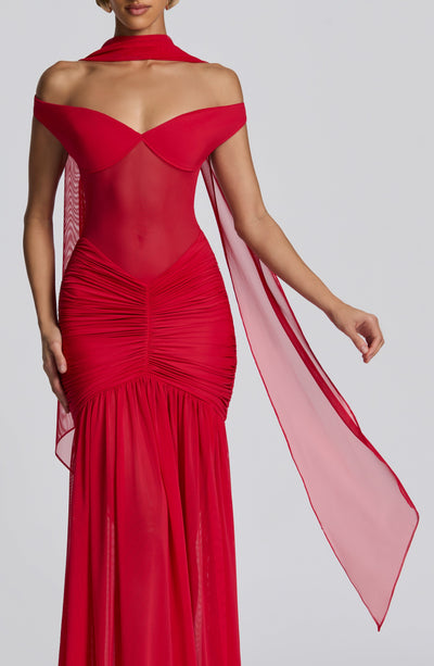 Ayla Scarf - Red Accessories ONE SIZE Babyboo Fashion Premium Exclusive Design