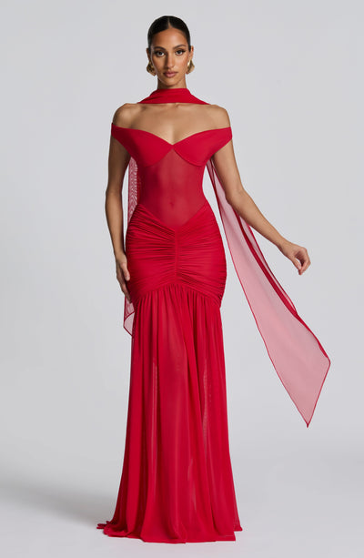 Ayla Scarf - Red Accessories ONE SIZE Babyboo Fashion Premium Exclusive Design