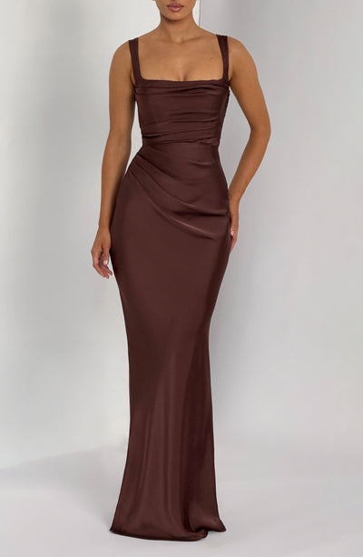 Calanthe Maxi Dress - Plum Brown Dress Babyboo Fashion Premium Exclusive Design