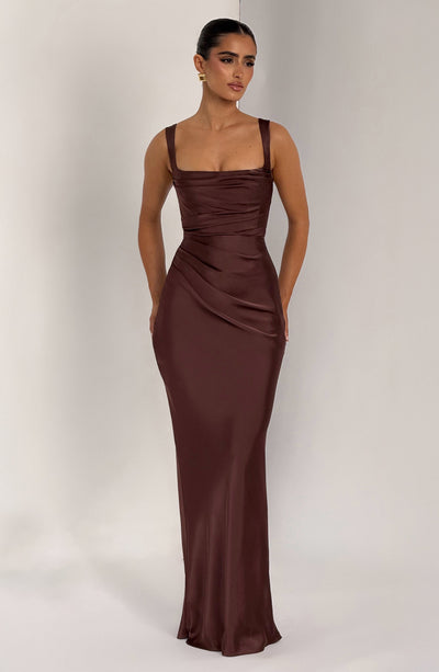 Calanthe Maxi Dress - Plum Brown Dress Babyboo Fashion Premium Exclusive Design