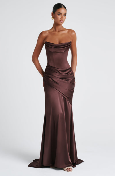 Kensington Maxi Dress - Plum Brown Dress Babyboo Fashion Premium Exclusive Design