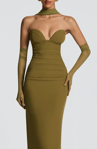 Lindsey Maxi Dress - Deep Olive Dress Babyboo Fashion Premium Exclusive Design