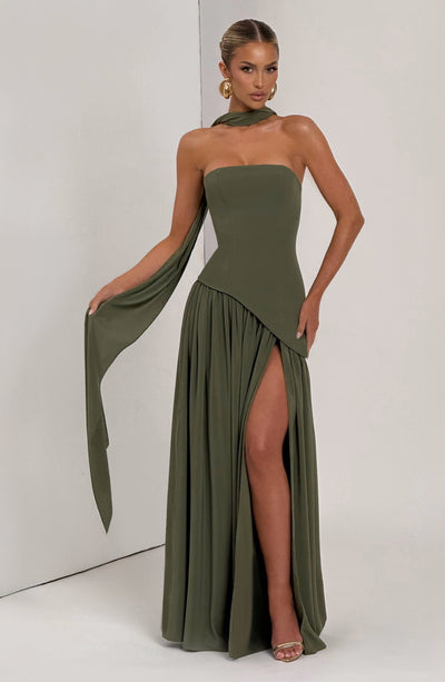 Maliyah Maxi Dress - Khaki Dress Babyboo Fashion Premium Exclusive Design