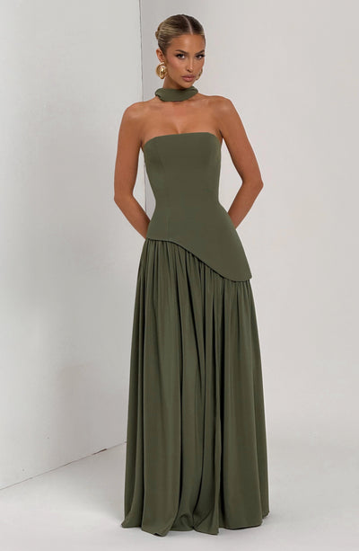 Maliyah Maxi Dress - Khaki Dress Babyboo Fashion Premium Exclusive Design