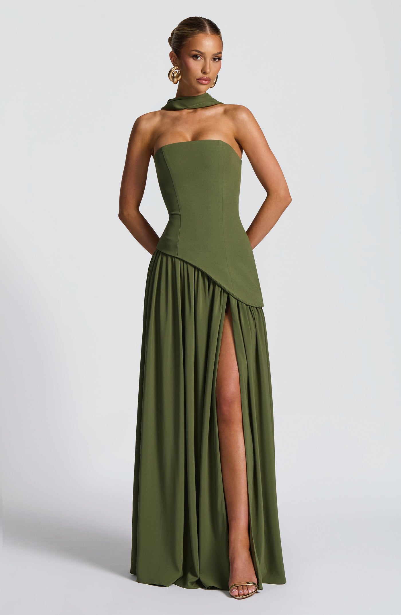 Maliyah Maxi Dress - Khaki Dress Babyboo Fashion Premium Exclusive Design