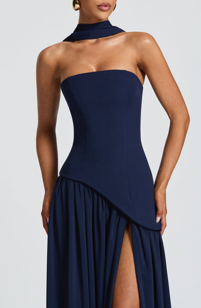 Maliyah Maxi Dress - Navy Dress Babyboo Fashion Premium Exclusive Design
