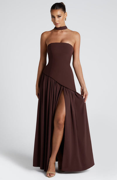 Maliyah Maxi Dress - Plum Brown Dress Babyboo Fashion Premium Exclusive Design