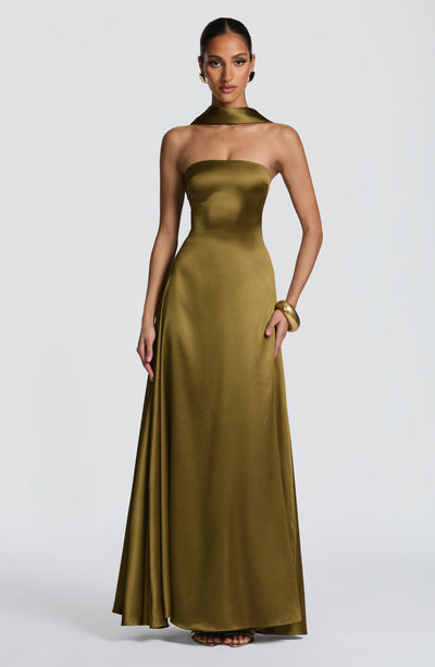 Morven Maxi Dress - Deep Olive Dress Babyboo Fashion Premium Exclusive Design