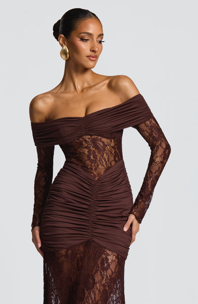 Sauline Maxi Dress - Plum Brown Dress Babyboo Fashion Premium Exclusive Design
