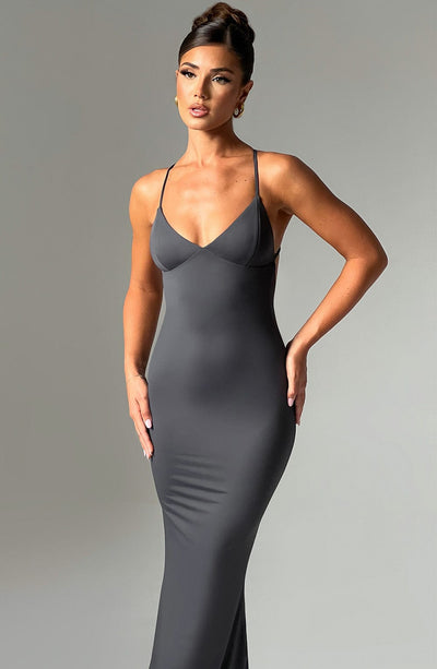Zelda Maxi Dress - Charcoal Dress Babyboo Fashion Premium Exclusive Design